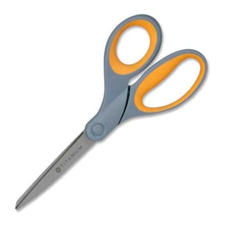 Acme United Westcott Titanium Bonded Scissors, 8"L Straight, Gray/Yellow, 2/Pack 13901